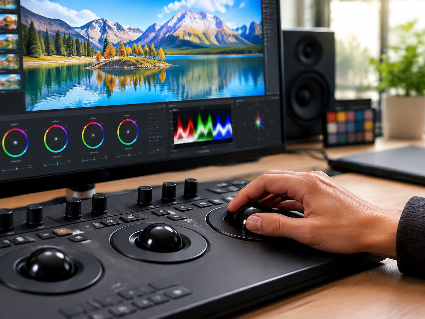 Colourist hand on control surface